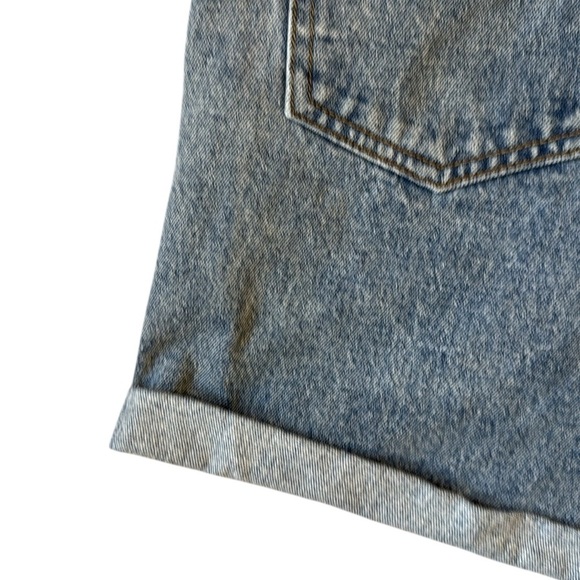 Cider Blue Denim Bib Overall Shorts Shorterall Silver Hardware Rolled Hem XS - Picture 13 of 13